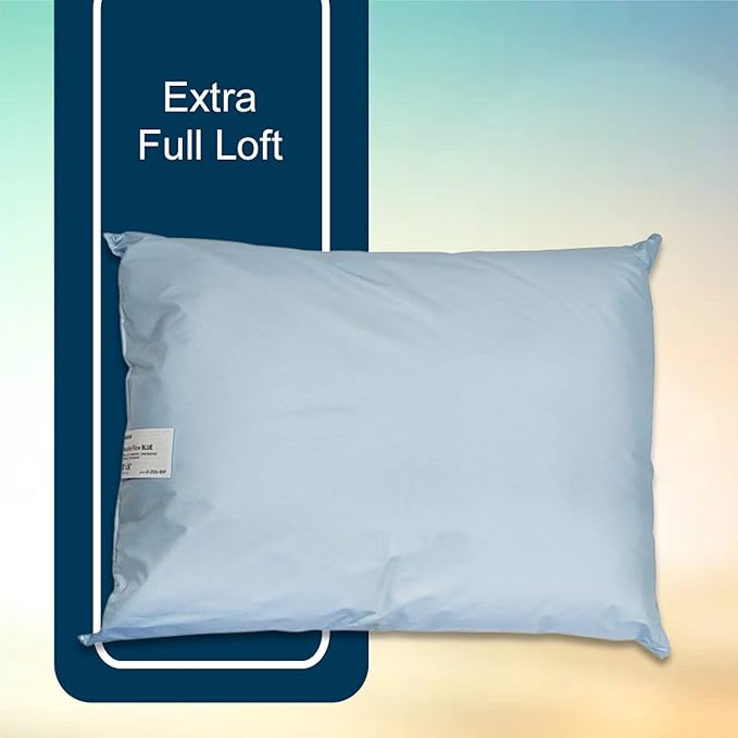 McKesson Medical Pillow [12 Count] Reusable Hospital Bed Pillows, Vinyl Cover, Fluid Moisture and Stain-Resistant, Blue, 20 in x 26 in