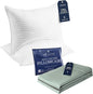 Beckham Hotel Collection Bed Pillows with Cotton Pillowcases Queen Size Sets of 2, Soft Down Alternative Pillows for Sleeping, Open End Cases for Easy Changing, Aqua Gray