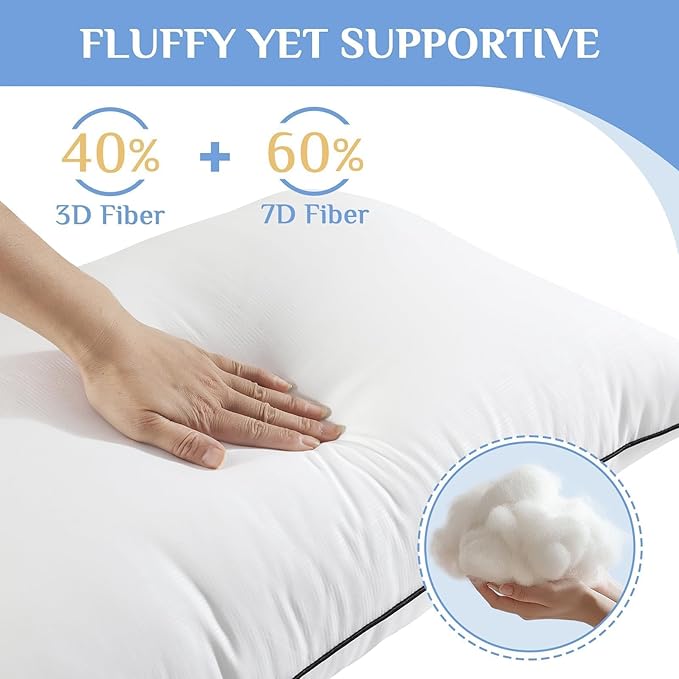 JOLLYVOGUE King Size Bed Pillow 1-Pack, Single Pillow for Sleeping, Breathable and Supportive with Down Alternative Fill, Hotel Collection Pillow for Side, Back, and Stomach Sleepers