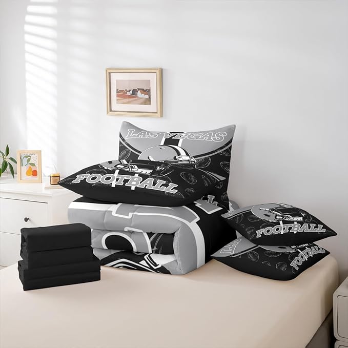 Feelyou Football Comforter Set Twin Size 7 Pieces Ball Games Bedding Set for Kids Boys Girls Rugby Bed in a BagFootball Bedroom Decor Rugby Sports