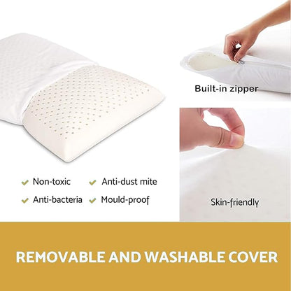 Talalay 100% Natural Premium Latex Pillow,Bed Pillow for Sleeping with Removable Cotton Cover, Helps Relieve Pressure, Breathable, Pressure Relief, Durable, Best Gift (King Size)