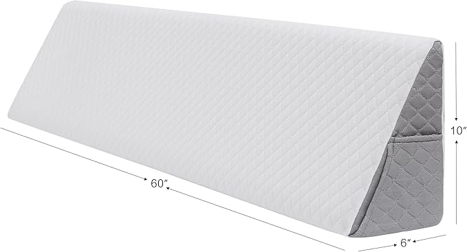 Wedge Pillow Headboard Queen - Ergonomic Support for Sleeping, Post-Surgery, Acid Reflux Relief, and More - CertiPUR-US Certified Memory Foam & Removable Cover, Wedge for Headboard Gap, Queen