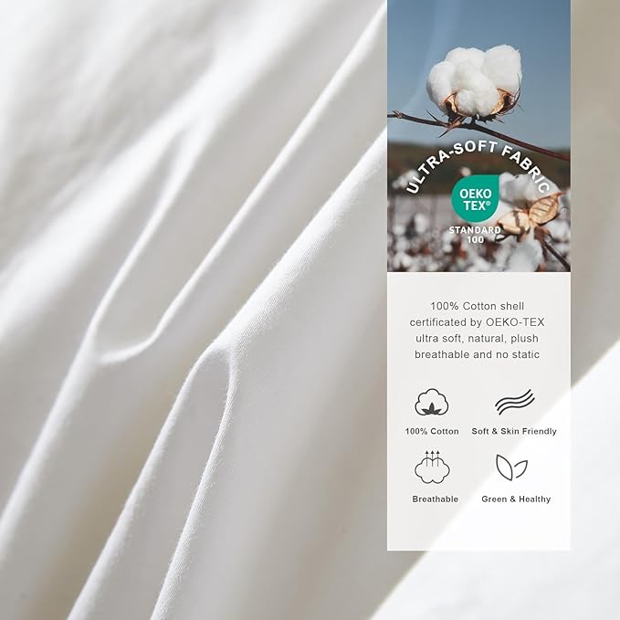 Royoliving Premium Feathers Down Comforter 100% Cotton Cover Duvet Insert with Corner Tabs (White, Oversized King Winter)