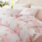 Pink Bow Duvet Cover Queen 3Pcs Pink Floral Bedding Set for Girls Kids,Cute Princess Style Bowknot Bedding,Ultra Soft Garden Flower Bedding with 2 Pillowcases(No Comforter)
