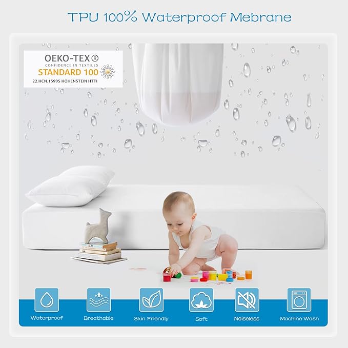 GRT 1 Pack 100% Waterproof Mattress Protector Twin Size, Breathable & Noiseless Waterproof Mattress Cover Fitted Deep Pocket from 5" to 19", Smooth Washable Twin Bed Protector - Vinyl Free