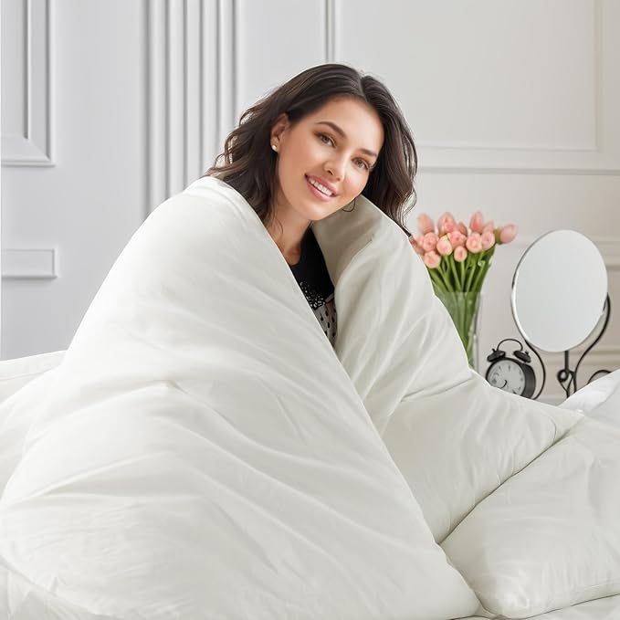 NEXHOME PRO Twin Duvet Cover Set – 100% Certified Organic Cotton with Washed Feel & Linen-Like Texture, Comfortable & Breathable, Home Bedding Set Bright White (No Comforter) 6890