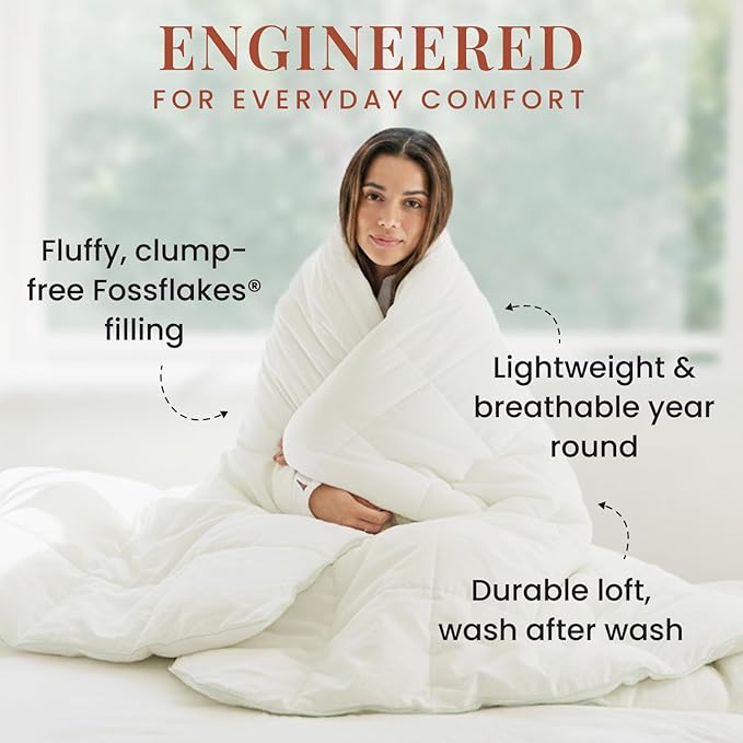 FOSSFLAKES Nordic Sleep, Duvet, with Anti-Allergenic Filling, Oeko-Tex Certified Soft & Lightweight Summer Duvet | Sleep Comforter (Standard)
