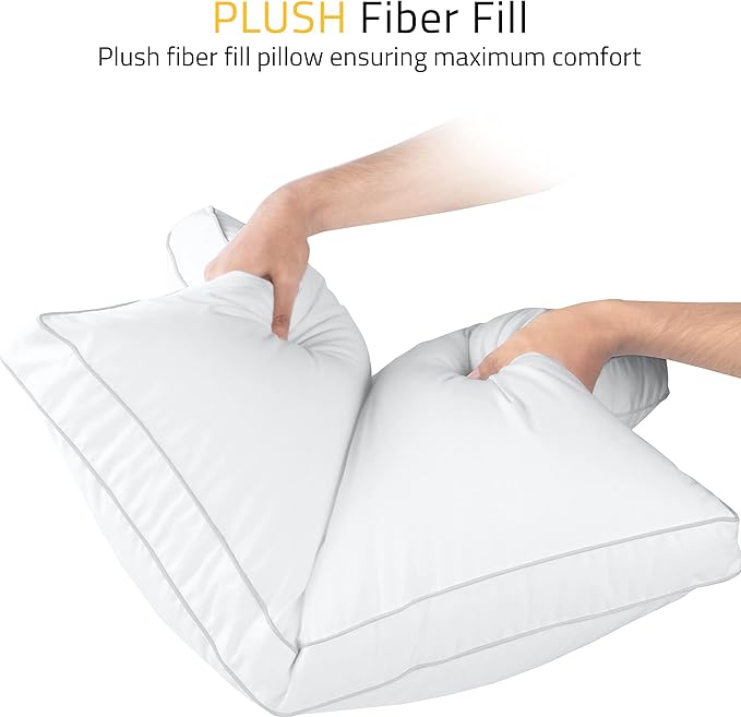 Utopia Bedding Bed Pillows for Sleeping Queen Size (White), Set of 2, Soft & Fluffy Pillow with Down Alternative Filling, Cooling, Hotel Quality, Gusseted Pillow for Back, Stomach or Side Sleepers
