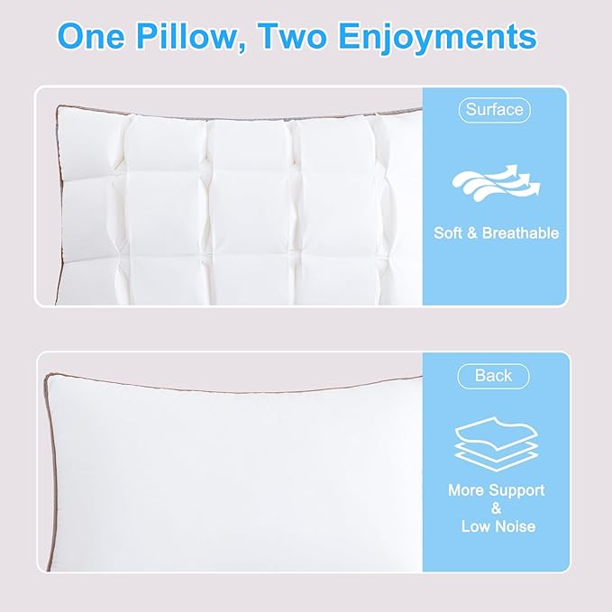 YOUR MOON Soft Pillow Standard for Sleeping, Super Soft Support Down Alternative Pillow 2 Pack, 100% Cotton Shell Luxury Comfy Fluffy Bed Pillows for Sleep(White)