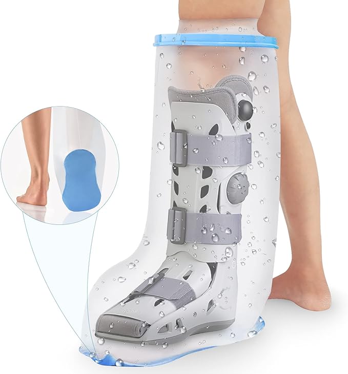 Waterproof Extra Wide Leg Cast Cover for Shower Adults, Extra Large Leg Shower Cover with Non-Slip Bottom, Watertight Foot Protector for Plus Size Adults Surgery Shower Boot