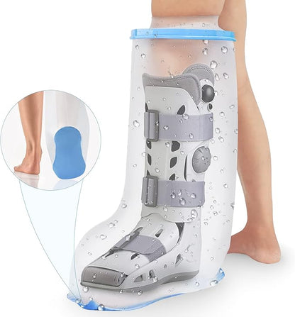 Waterproof Extra Wide Leg Cast Cover for Shower Adults, Extra Large Leg Shower Cover with Non-Slip Bottom, Watertight Foot Protector for Plus Size Adults Surgery Shower Boot