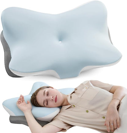 Cervical Pillow for Neck and Shoulder,Contour Memory Foam Pillows,Ergonomic Neck Support Pillow for Pain Relief, Side Back Stomach Sleepers with Pillowcase
