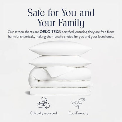 Brooklinen Luxury Sateen Duvet Cover Set - 100% Cotton, Full/Queen Size in White - Includes 1 Duvet Cover and 2 Standard Pillowcases - Best Full/Queen Duvet Covers