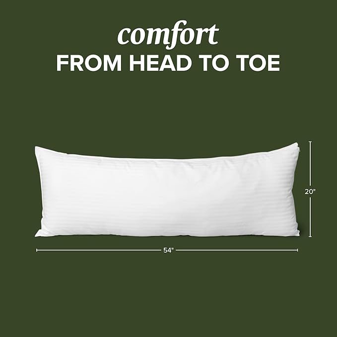 Beckham Hotel Collection Customizable Body Pillow with Soft Extra Fill – Cotton Shell & Soft Down Alternative Fill – 20"x54" - Body Pillow Insert for Sleeping & Reading - Long Pillow For Side Sleepers