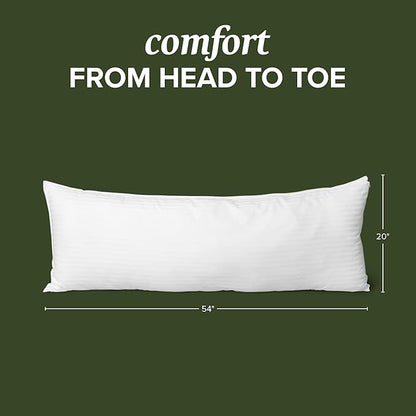 Beckham Hotel Collection Customizable Body Pillow with Soft Extra Fill – Cotton Shell & Soft Down Alternative Fill – 20"x54" - Body Pillow Insert for Sleeping & Reading - Long Pillow For Side Sleepers