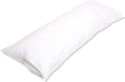 Amazon Basics Body Pillow Pillowcase with Zipper, 100% Cotton Hypoallergenic, Pillow Protector, White (55 x 21 Inches), Pillows Not Included
