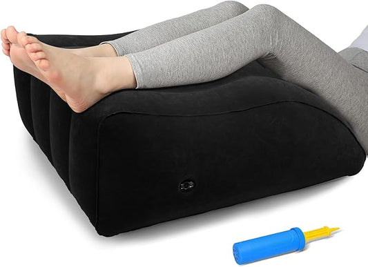 Inflatable Leg Elevation Pillow, Wedge Pillow for Sleeping, Portable Wedge Pillow, Improve Circulataion and Reduce Swelling, for Sleeping, Recovery, Pregnant (Black)