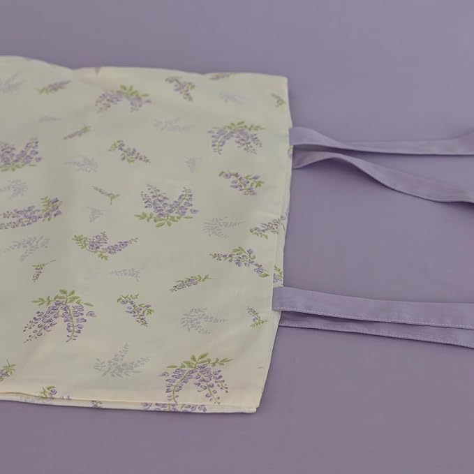 AOJIM Purple Floral Print Duvet Cover Queen Size for Room Decor, Vintage Style Cotton Kids Adults Comforter Cover Set, 1 Soft Quilt Cover 68x86'' and 2 Pillowcases 20x26'' with Bowknot, No Comforter