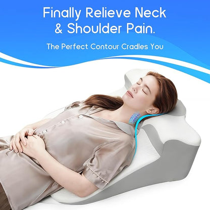 Bed Wedge Pillow for Sleep Apnea, Acid Reflux & Snoring Relief, Post-Surgery Recovery Pillow with Ergonomic 3-in-1 Certified Memory Foam for Back, Neck & Head Support, Ideal for Back & Side Sleepers