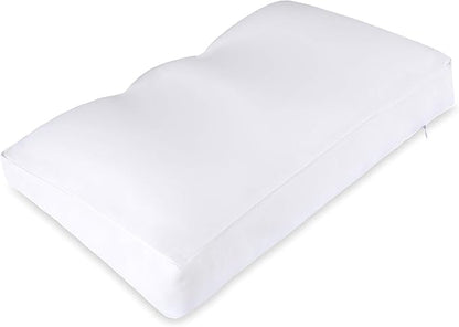 PILLOWY Premium Microbead Bed Pillow, Medium Extra Fluffy But Supportive - Ultra Comfortable Sleep with Silk Like Anti Aging Cover 85% Spandex/ 15% Nylon Breathable, Cooling White