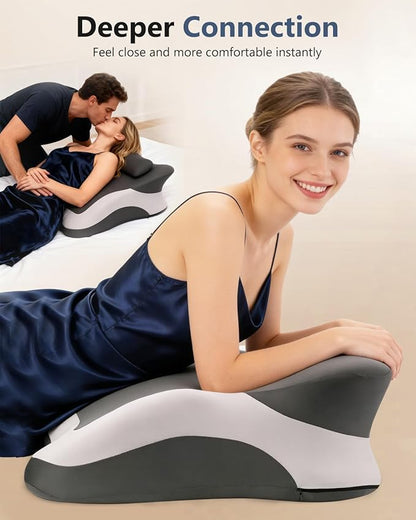 Memory Foam Ergonomic Wedge Pillow, Squat Pillow, Prone Pillow for Sleeping, Reading Pillow for Bed, Ideal for Massage, with Removable Cover, Back Support, Multi-Functional Memory Foam (Grey)