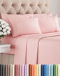 Full 6 Piece Sheet Set - Comfy Breathable & Cooling - Ultra-Soft Hotel Luxury Bedding Set with 8-16 Inch Deep Pockets - 1 Flat & 1 Fitted Sheet & 4 Pillowcases - Wrinkle Free & Easy Care - Baby Pink