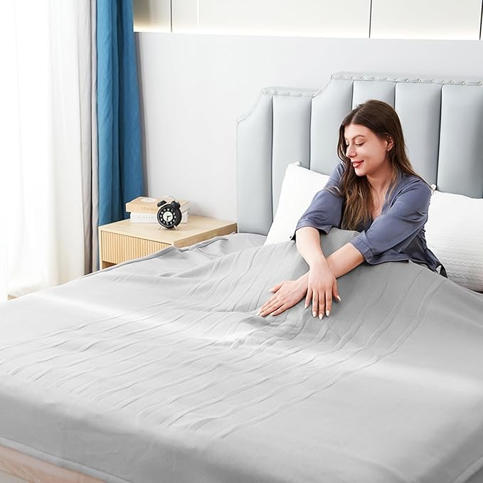 Electric Heated Blanket Full Size 72"x84", Soft Fleece with 10 Hours Auto-Off & 4 Heating Levels, Overheating Protection, Machine Washable, Cozy Light Gray