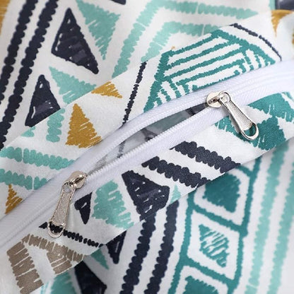 Boho Duvet Cover Queen, 100% Cotton 3 pcs Triangle Tribal Bedding Set, Aztec Modern Rustic Southwestern Louvre Patterned Tribal Print Duvet Cover, with Zipper Closure, Breathable (No Comforter)