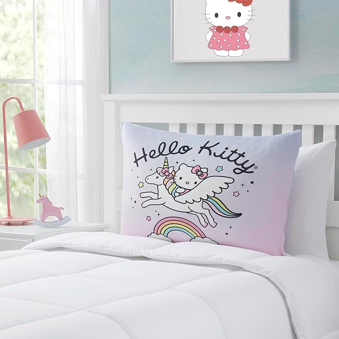 Northwest Hello Kitty Bed Pillow - Cloud-Like Filled Bed Pillow for Sleeping with Removable Cover - 20" x 30" Full Size Pillow for Kids with Popular Characters