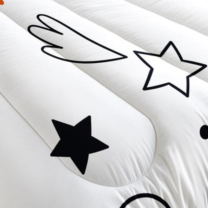 Space Comforter Set King Size for Kids Teens and Adults Cartoon Rockets and Clouds Printed Quilt Set for Bedroom 100% Soft Microfiber All Season Print Quilt Set with 1 Comforter and 2 PillowCases