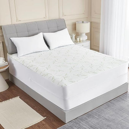 Parkdeny Queen Waterproof Cooling Mattress Cover, Rayon from Bamboo Encasement, 3D Air Fabric, Breathable, Noiseless, Washable, Fits 5"-15" Deep Mattresses