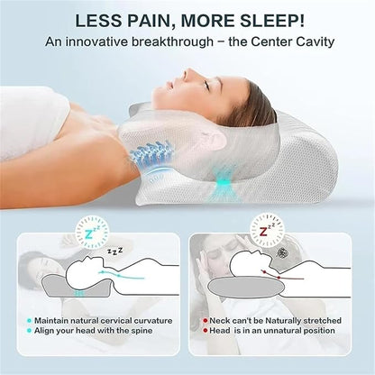 Sleep Apnea Pillow,Advanced Memory Foam Breathable Contour Support,Orthopedic Contour Pillow for Side Sleepers, Ergonomic Neck Support–Soft Removable Washable (White)