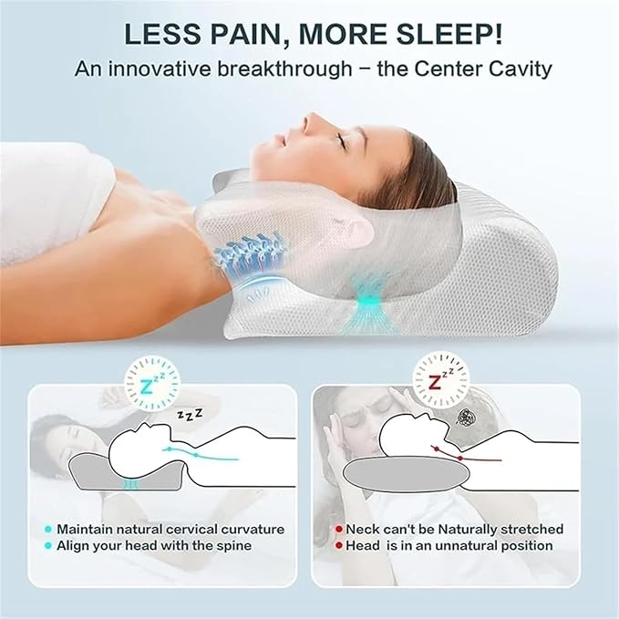 2026 Upgrade Ergonomic Cervical Memory Foam Pillow,Cervical Pillow for Sleep Apnea for Side, Back & Stomach Sleepers – Breathable Contour Support, Soft Removable Washable Cover (Gray)