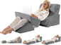 6PCS Multi-Functional Bed Wedge Pillow Kit - 7-in-1 Orthopedic Support for Back/Neck/Legs, Post Surgery Recovery & Sitting Up in Bed, Post Surgery Foam for Body, Grey