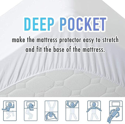 MATBEBY Twin Size Mattress Pad - Cooling Breathable Mattress Topper, Quilted Fitted Mattress Protector, Pillow Top Mattress Cover with 8-21" Deep Pocket, Soft, Machine Washable, White, 39x75 Inches