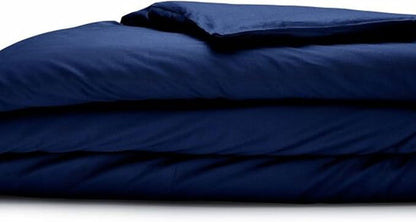 Sleepgram Supima Machine Washable 400 Thread Count Cotton Silver Ion Infused Luxury Zippered Duvet Cover with Travel Bag, Twin, Poseidon Blue