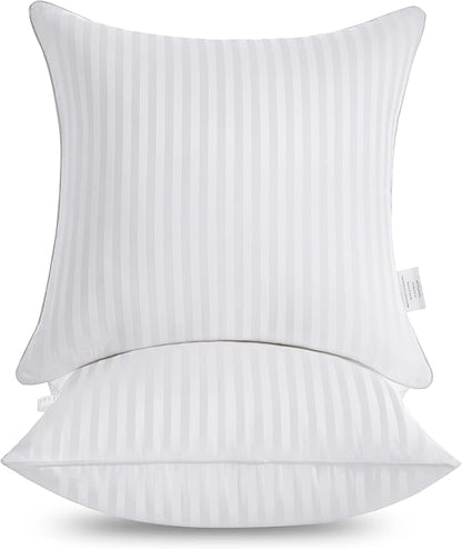 Oubonun 20 x 20 Throw Pillow Inserts, Firm and Fluffy Decorative Square Pillows for Couch Bed Sofa with Soft Cotton Cover White Cushion with Down Alternative Pack of 2