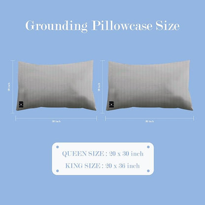 Ali King Grounding Pillowcase, 5% Conductive Silver + 95% Soft Cotton Queen Size Earth Grounding Pillow Cases with Grounding Cord for Improve Sleep (Light Grey, Queen (20x30inches))
