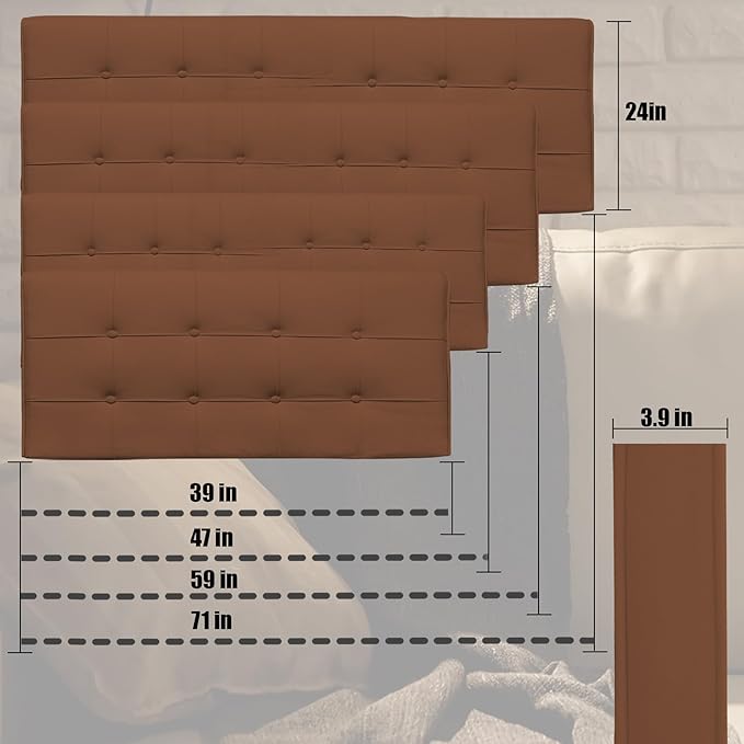 BCU Full Size Headboard Pillow Upholstered Comfy Pillow Wedge for Headboard Gap Adjustable Back Rest Pillow for Full Size Bed, Brown