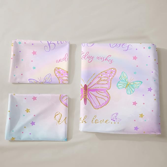 CVHOUSE Butterfly Duvet Cover Set Full Size,Butterfly Bedding Set,Butterflies Printed Comforter Cover Set for Girls Kids Teens,1 Quilt Cover 2 Pillowcases 3 Piece