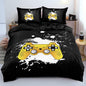 3D Print Yellow Gamepad Duvet Cover Set Gaming Comforter Covers and Pillowcases King Size Black Background Color Bed Set Gamer Beddings Boy Kid Bedroom Decorations