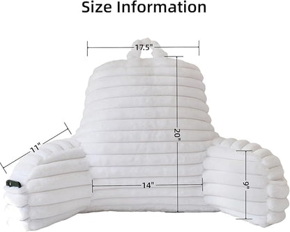 Yaoshuho Large Reading Pillow for Adults, Back Support Pillow for Sitting Up in Bed with Arms, Couch for Lounging Bedrest, White