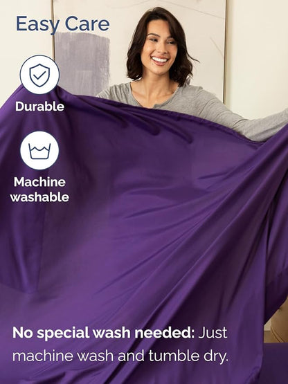 Extra Deep Split King Sheet Set - 7 Piece Breathable and Cooling Sheets - Hotel Luxury Bed Sheets Set - Easy Fit - Soft, Wrinkle Free and Comfy Sheets Set - Purple Sheet Set with Extra Deep Pockets