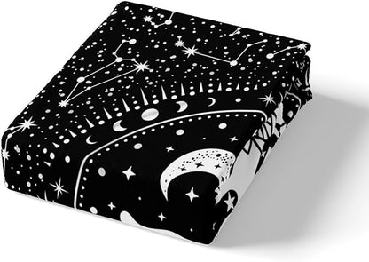 Cute Cats Duvet Cover Twin,Gothic Star Sky Moon Constellation Bedding Set 2pcs for Kids Teens Boy Girls Room Decor,Animals Flower Plants Comforter Cover Black Exotic Quilt Cover with 1 Pillowcase