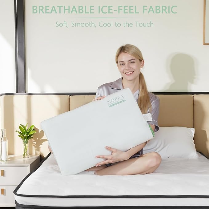 Ergonomic Wave-Shaped Cooling Memory Foam Pillow, Extra Soft Ice-Feel Breathable Cover, Contour Bed Pillow for Neck, Supportive Orthopedic Pillow for Side & Back Sleepers