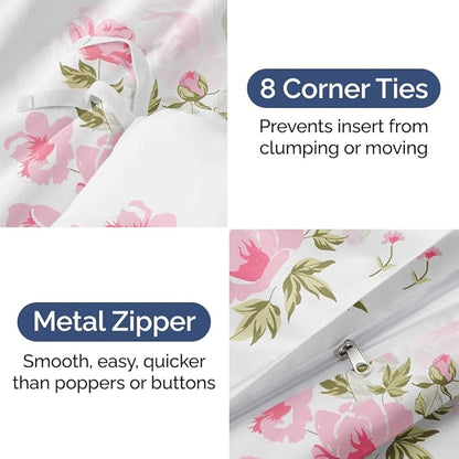 Duvet Cover Twin/Twin XL Size Set - Extra Soft Floral Duvet Cover 68 x 90 with 1 Pillow Sham - Comfy, Cozy, Breathable Floral Bedding Set - Hotel Luxury & Fade Free with Zipper Closures & Ties - Bloom