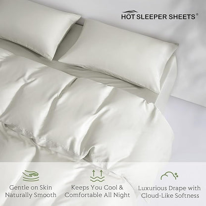 Tencel Duvet Cover Set, King/Cal King Size Cooling Duvet Cover for Hot Sleepers, 100% Eucalyptus Lyocell, 3 Pieces, 1 Zipper Closure Duvet Cover (106" x 90") and 2 Pillowcases (20" x 40") - Sand