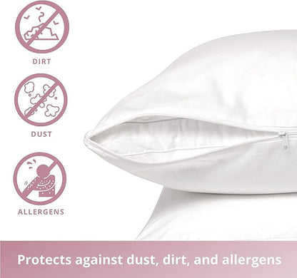 CirclesHome Pillow Protectors 2 Pack Body (20 x 55) Zippered - 100% Cotton Breathable Pillowcases - Protects Pillows from Dirt, Dust and Debris (Body- Set of 2 - 20x55)