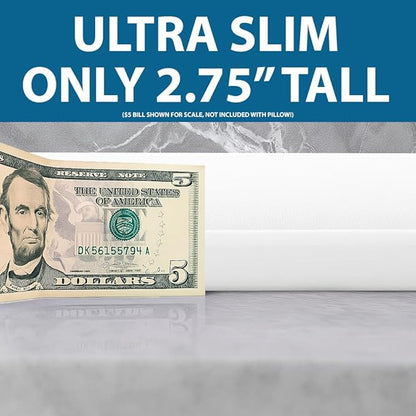 Bluewave Bedding Ultra Slim Gel Memory Foam Pillow for Stomach and Back Sleepers - Thin, Flat Design for Cervical Neck Alignment and Deeper Sleep (2.75-Inches Height, Standard Size)