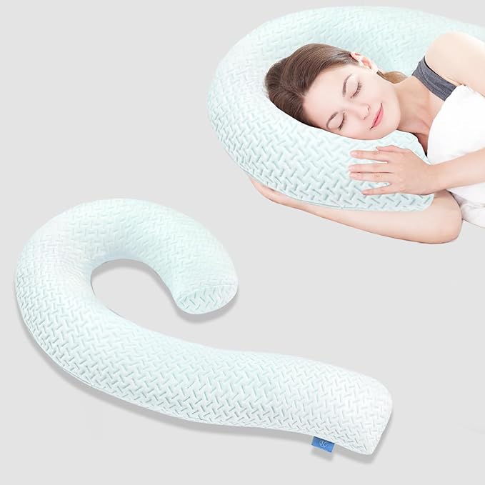 Body Pillow Cover Fabric, Cooling Blue Long Pillow Case Breathable & Skin-Friendly, Swan Shaped - Blue, 1Pack (49x26 inch)
